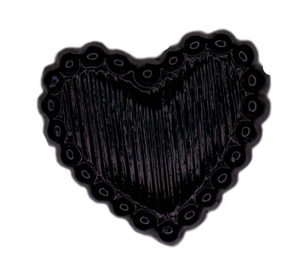 Kids button as a heart made of plastic in black 14 mm 0,55 inch